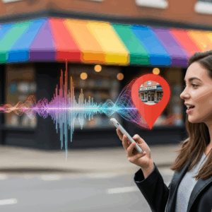 Pessoa falando com a IA por comando de voz, mostrando a conexão e a importância da nova era do SEO